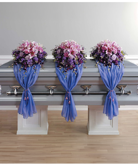 Lavender Casket Spray Trio Orientation