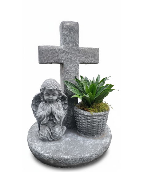 Large Angel Planter with Cross